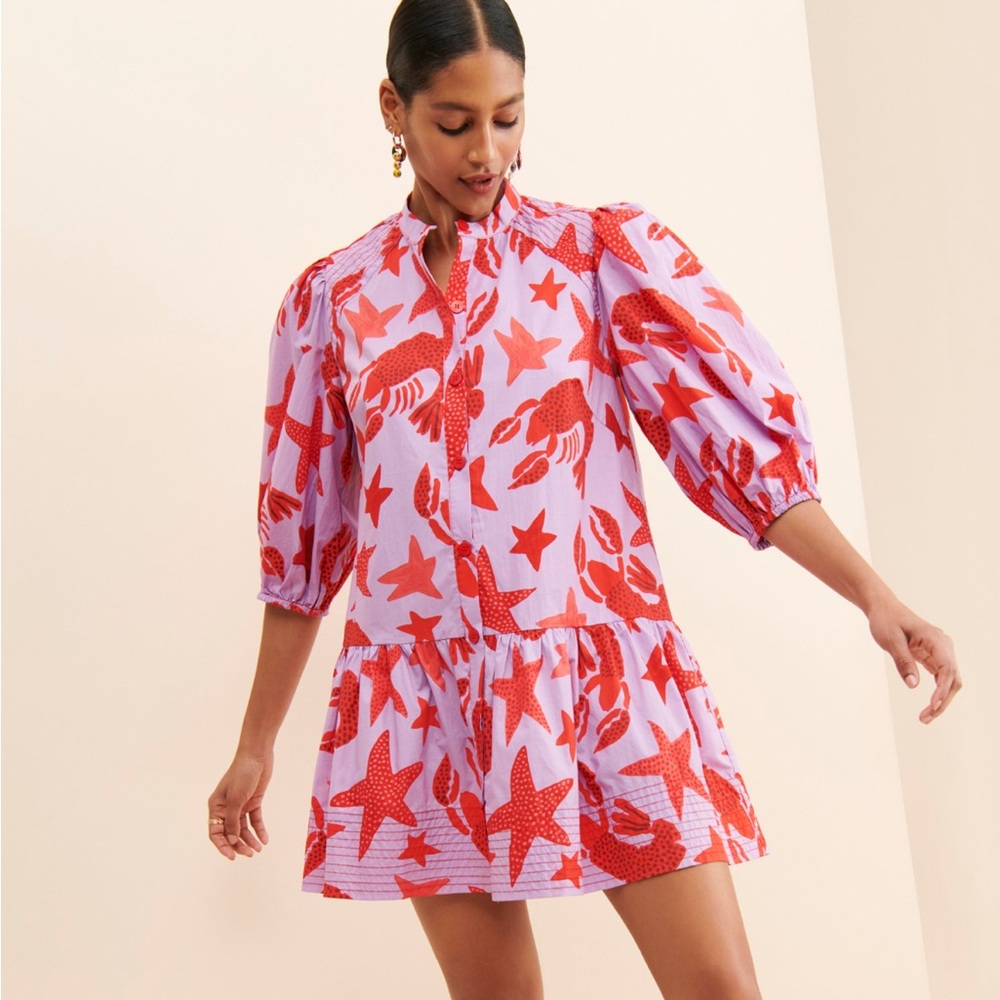 Farm Rio Lobster Sky Mini Dress